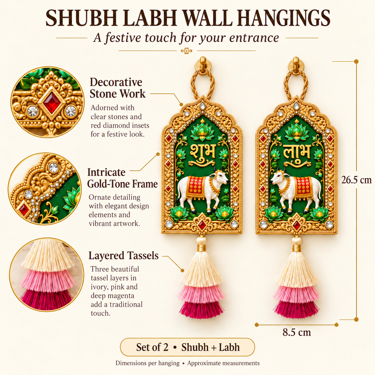 Mangalkarak Shubh Labh Door Hangings – Set of 2
