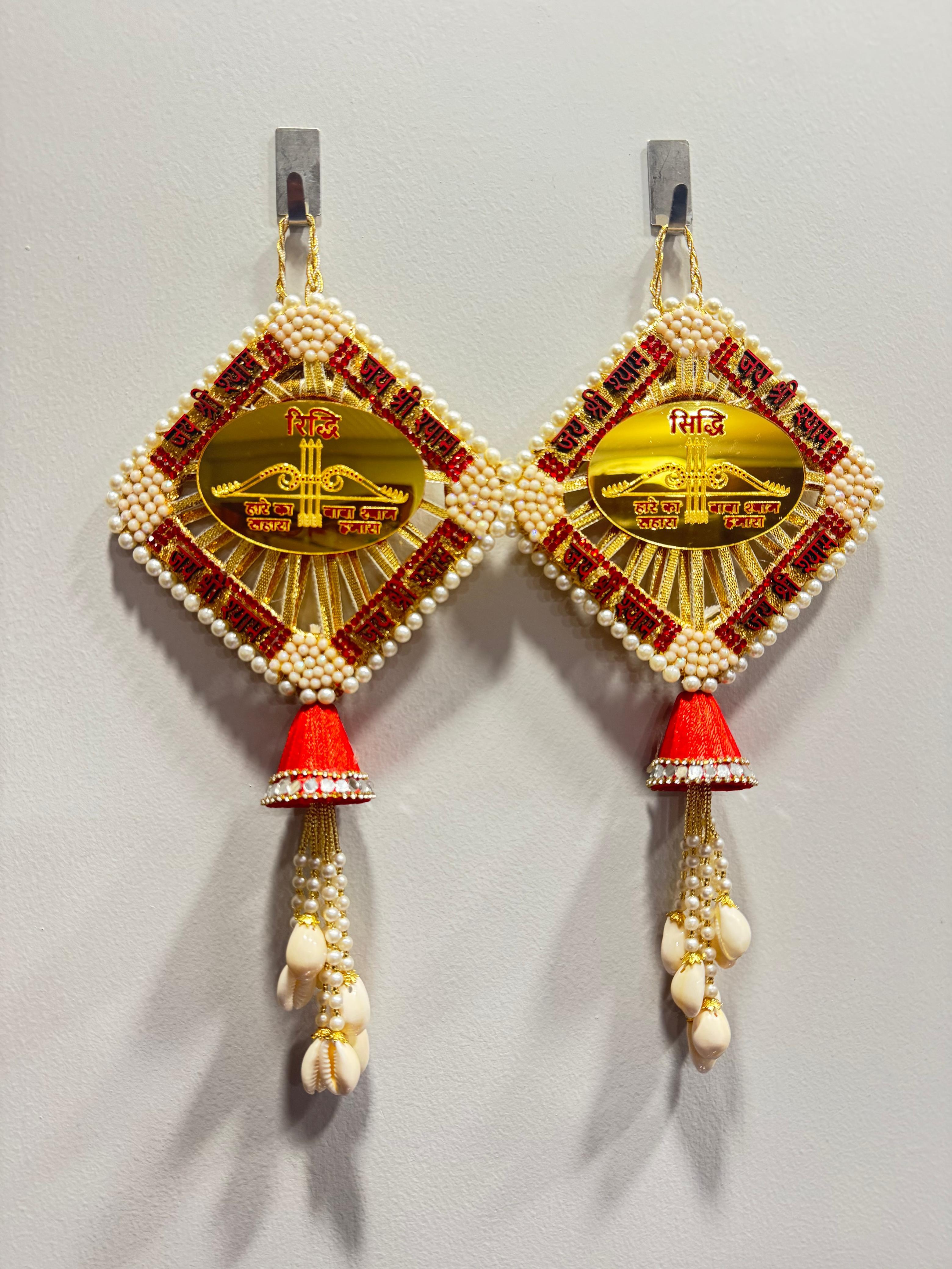 Riddhi Siddhi Gold Acrylic Decorative Latkan (Set of 2)