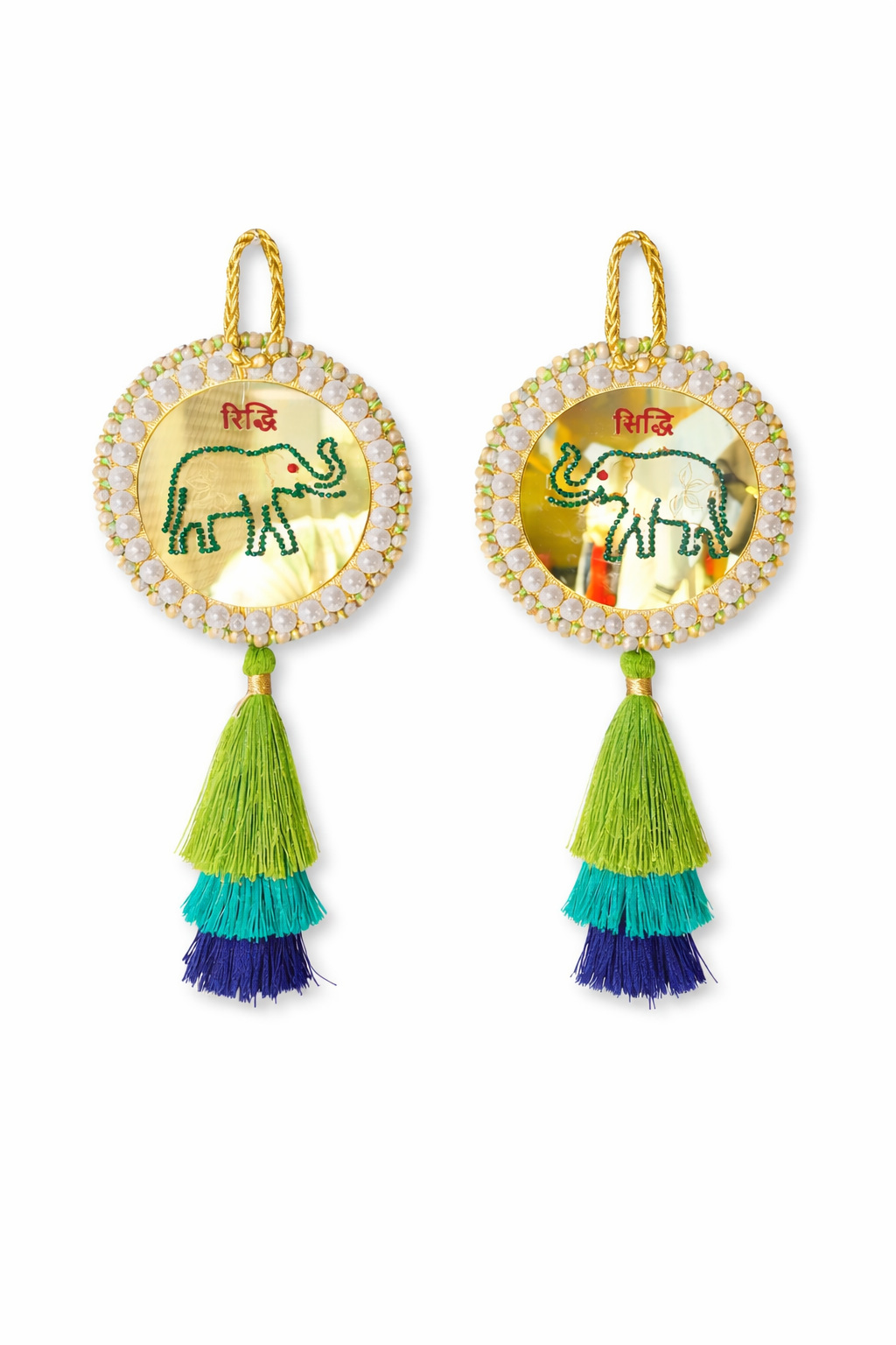 Elephant (Hathi) Ridhi Sidhi Door Hanging 4.5” x 7.5” (Set of 2)