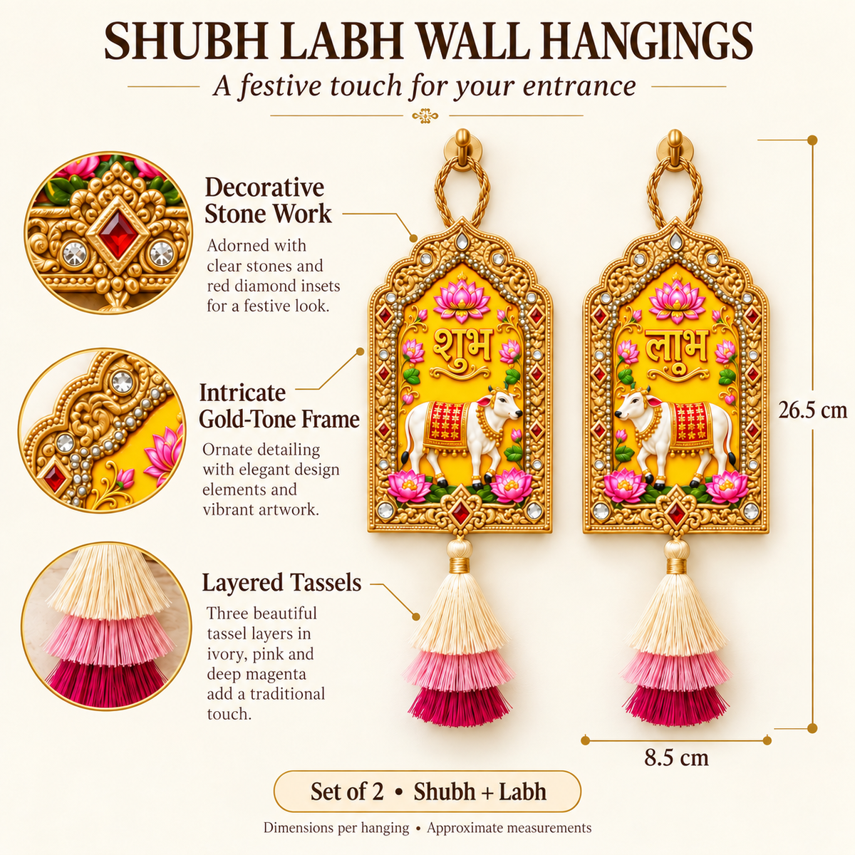 Mangal Shubh Labh Door Hangings – Set of 2