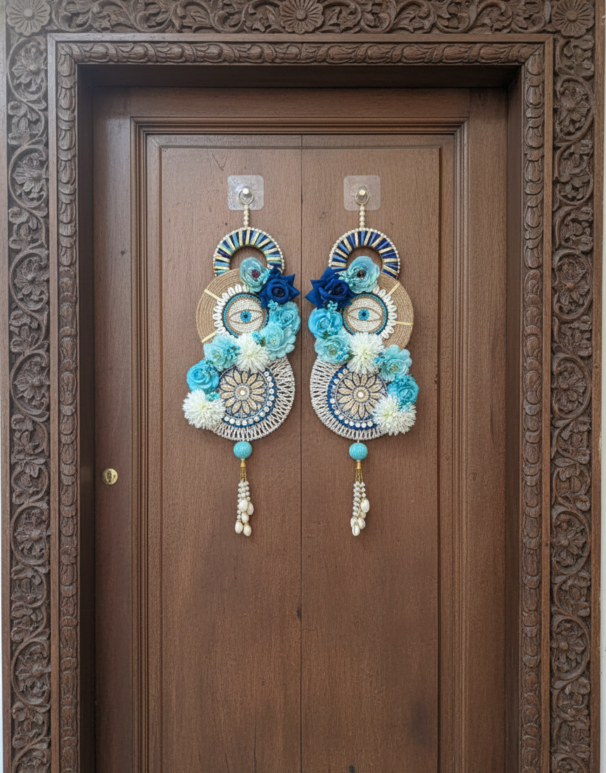 Evil Eye Door Hanging Artificial Flower  (Set of 2)