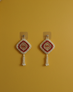 Riddhi Siddhi Hanging Latkan | Ethnic Red Pearl (Set of 2)