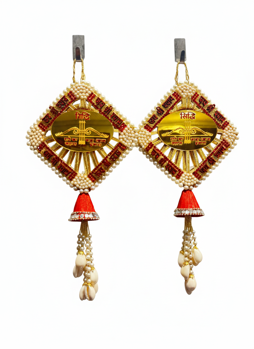 Riddhi Siddhi Gold Acrylic Decorative Latkan (Set of 2)