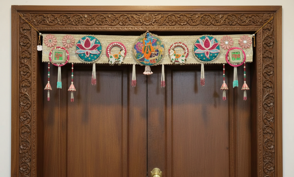 Shubh Labh Bandhanwar With Lotus For Mandir/Festivals (42 Inch)