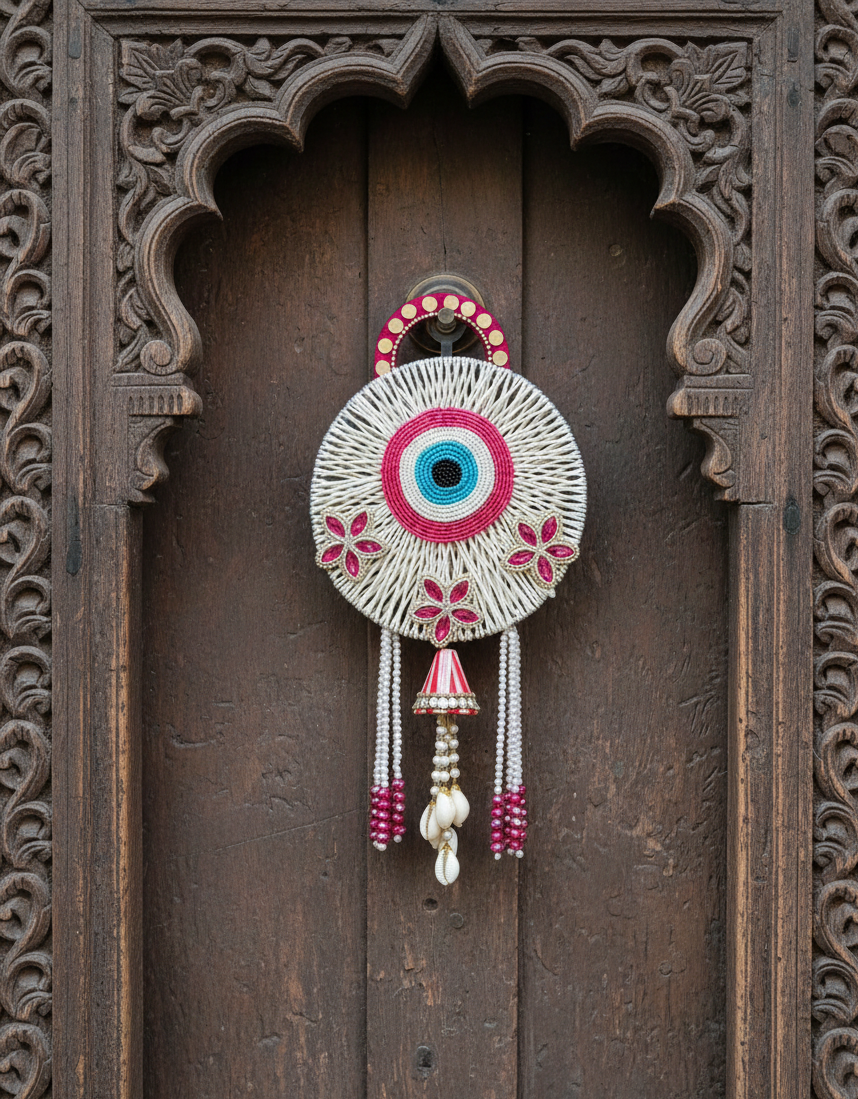Evil Eye Door Hanging Circular Pink