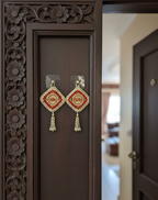 Riddhi Siddhi Hanging Latkan | Ethnic Red Pearl (Set of 2)