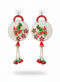 Shubh Labh Parrot Door Hanging Latkan | Circular Traditional (Set of 2)