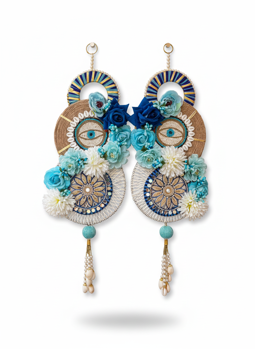 Evil Eye Door Hanging Artificial Flower  (Set of 2)