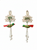 Handmade Shubh Labh Door Hanging | Lotus Design with Parrot (Set of 2)