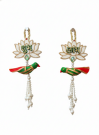 Handmade Shubh Labh Door Hanging | Lotus Design with Parrot (Set of 2)
