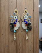 Peacock Shubh Labh With Evil Eye Door Hanging (Set of 2)