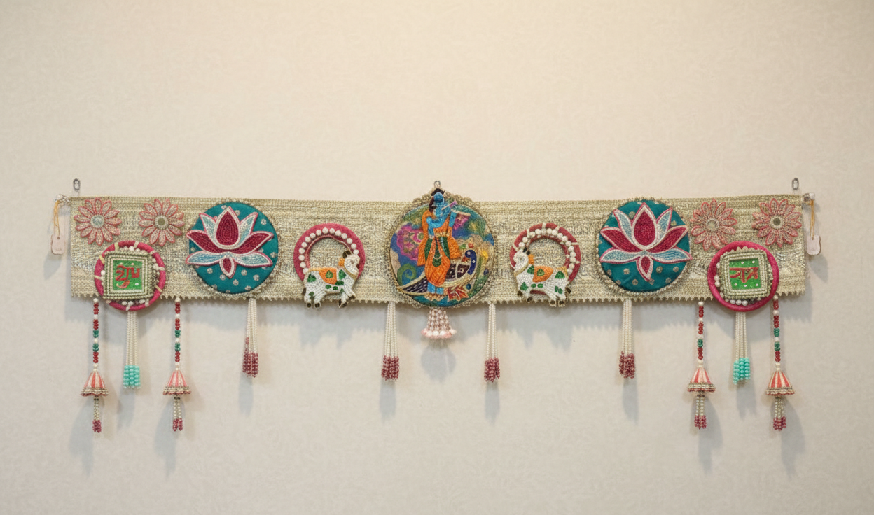 Shubh Labh Bandhanwar With Lotus For Mandir/Festivals (42 Inch)