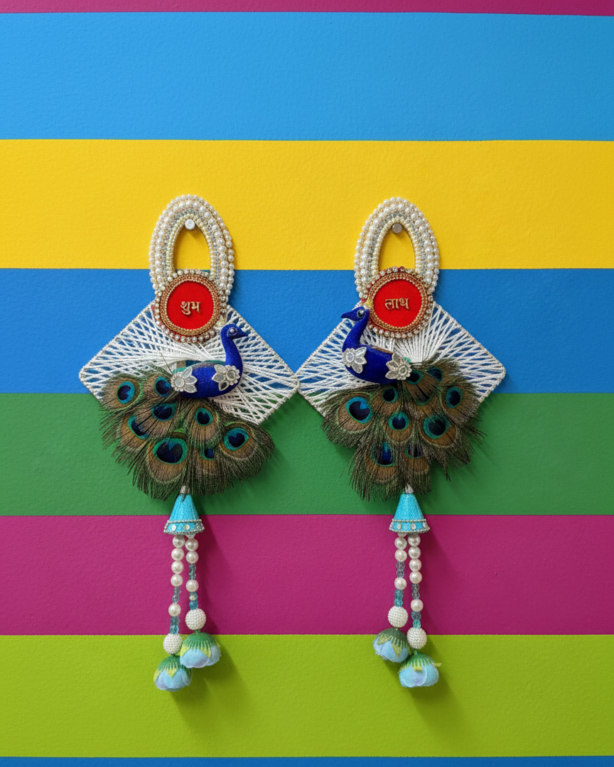 Peacock Shubh Labh Wall Hanging Pair Latkan (Set of 2)