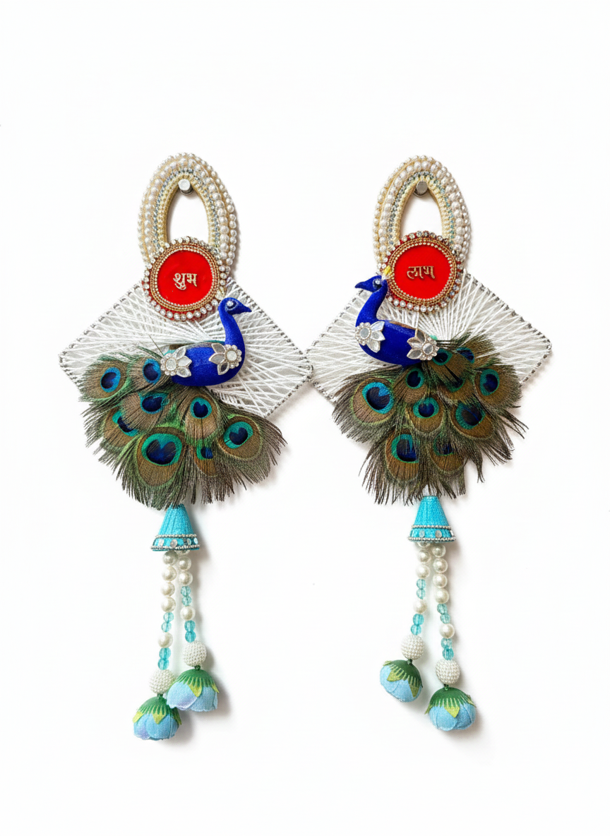 Peacock Shubh Labh Wall Hanging Pair Latkan (Set of 2)