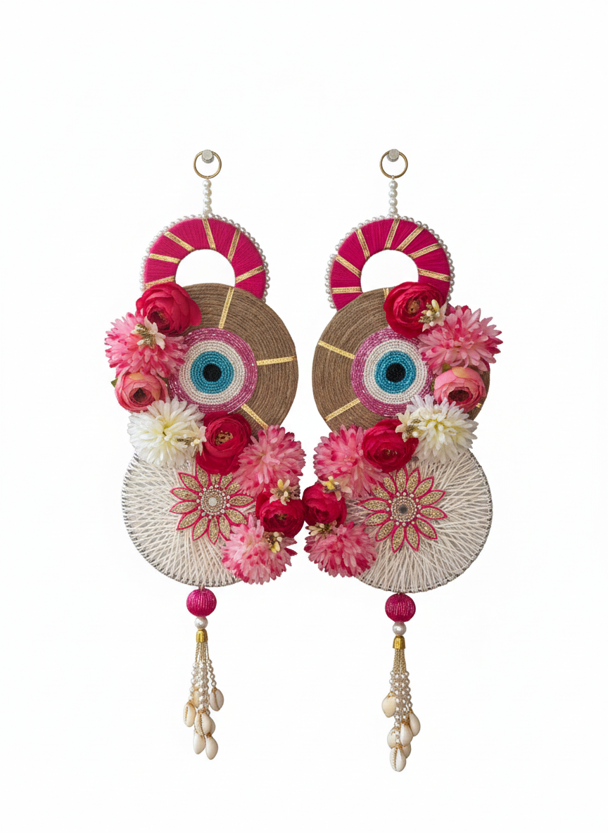 Evil Eye Floral Door Hanging Latkan  (Set of 2)