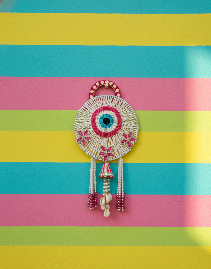 Evil Eye Door Hanging Circular Pink