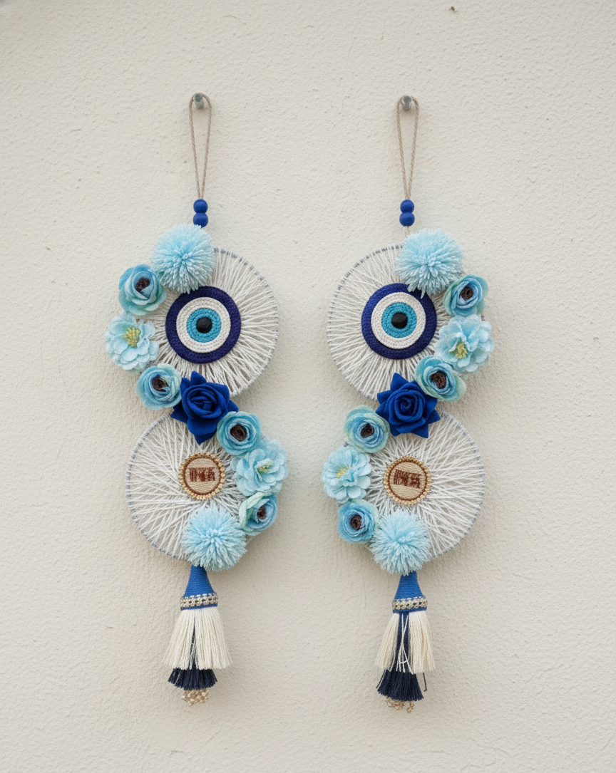 Premium Evil Eye Riddhi Siddhi Wall Decor Pair Latkan (Set of 2)