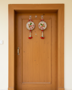 Shubh Labh Parrot Door Hanging Latkan | Circular Traditional (Set of 2)