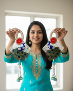 Peacock Shubh Labh Wall Hanging Pair Latkan (Set of 2)
