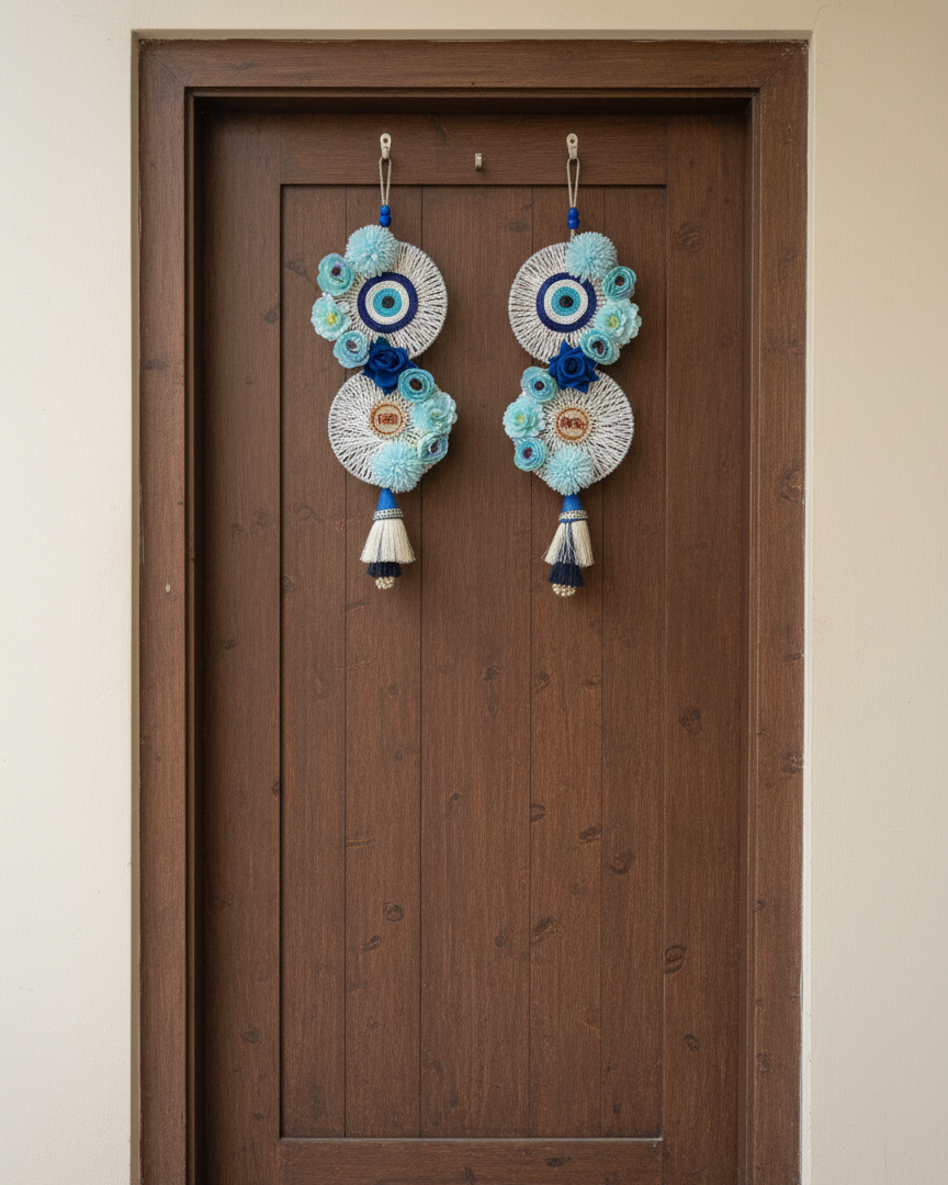 Premium Evil Eye Riddhi Siddhi Wall Decor Pair Latkan (Set of 2)