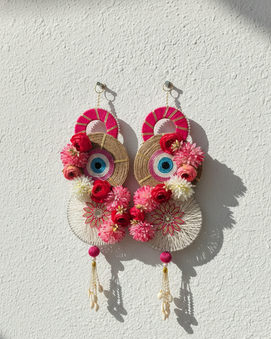 Evil Eye Floral Door Hanging Latkan  (Set of 2)