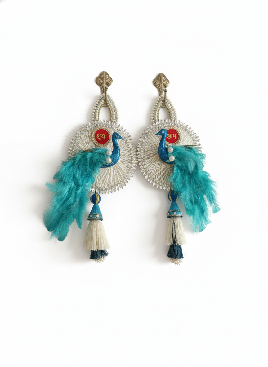 Peacock Shubh Labh Door Hanging (Set of 2)