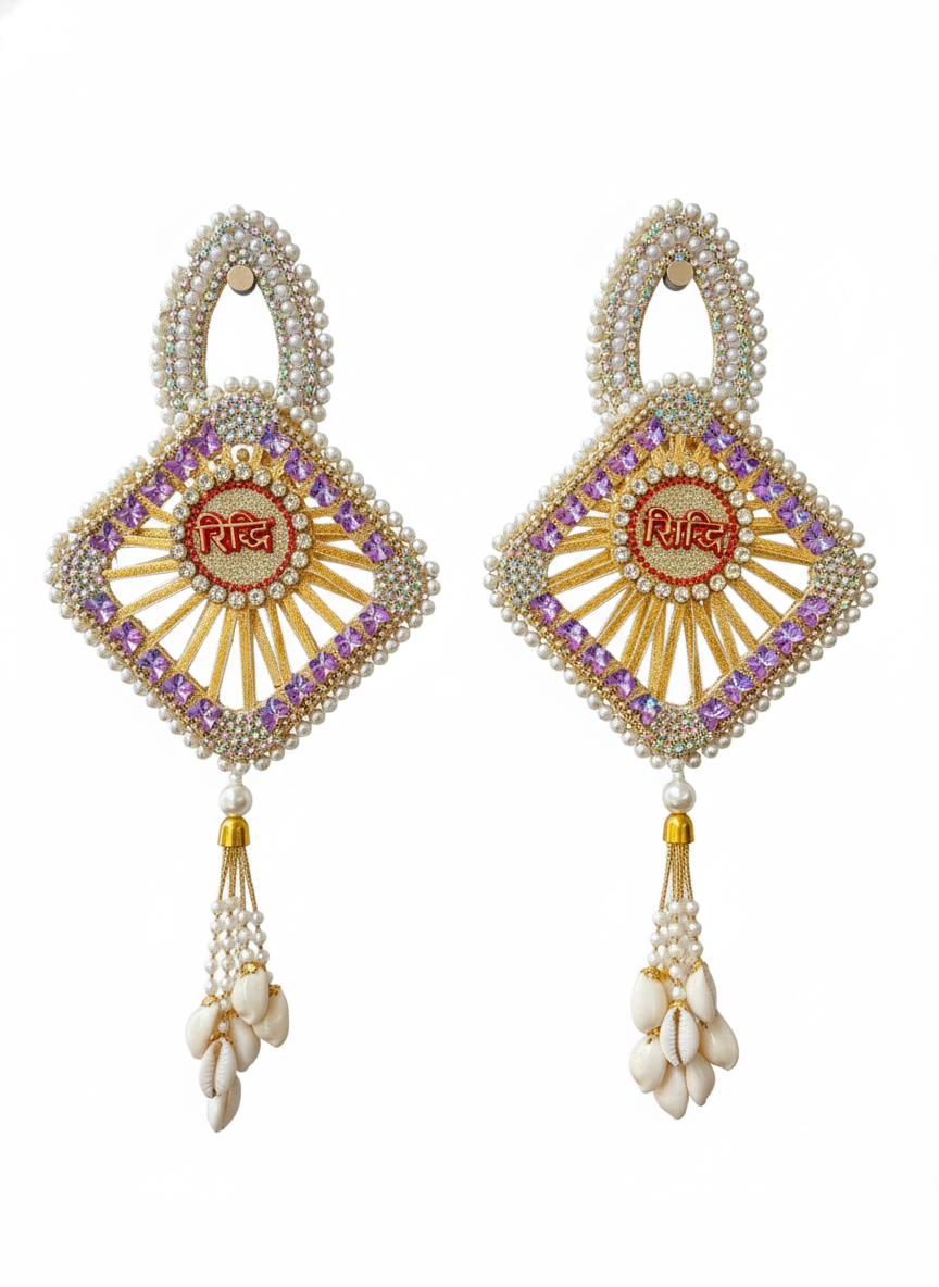 Riddhi Siddhi Handcrafted Crystal Beaded Wall Hanging (Set of 2)
