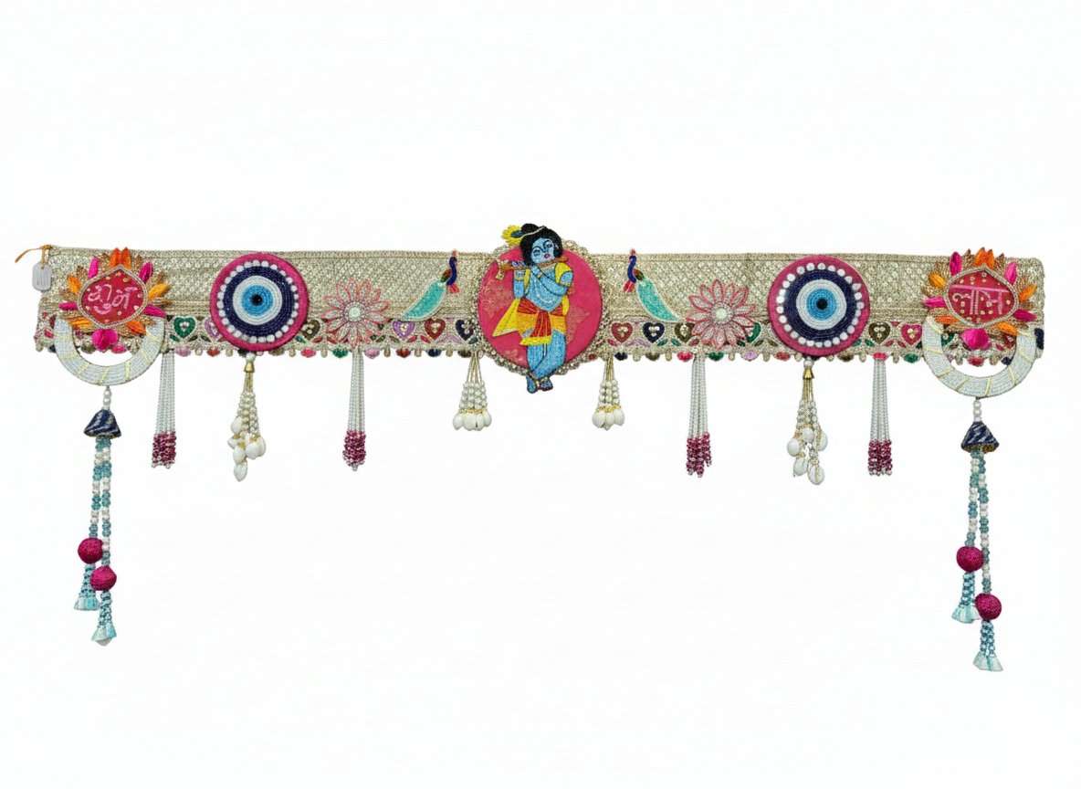 Shubh Labh Bandhanwar With Krishna Ji/Peacock/Evil Eye (42 Inch)