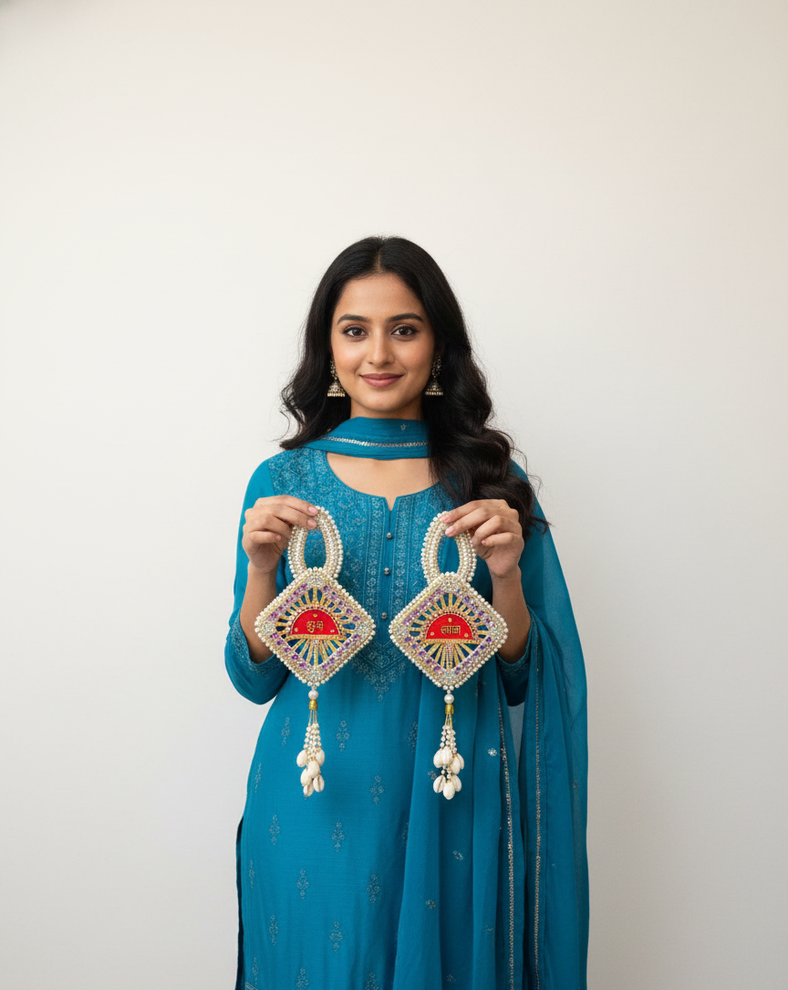 Handmade Shubh Labh Door Hanging (Set of 2)