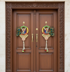 Handmade Peacock Design Shubh Labh Wall Hanging (Set of 2)