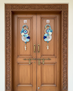Evil Eye Flower Print Hanging Door Latkan  (Set of 2)