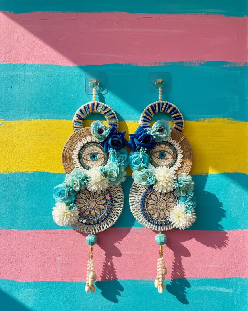 Evil Eye Door Hanging Artificial Flower  (Set of 2)