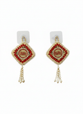 Riddhi Siddhi Hanging Latkan | Ethnic Red Pearl (Set of 2)
