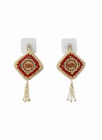 Riddhi Siddhi Hanging Latkan | Ethnic Red Pearl (Set of 2)
