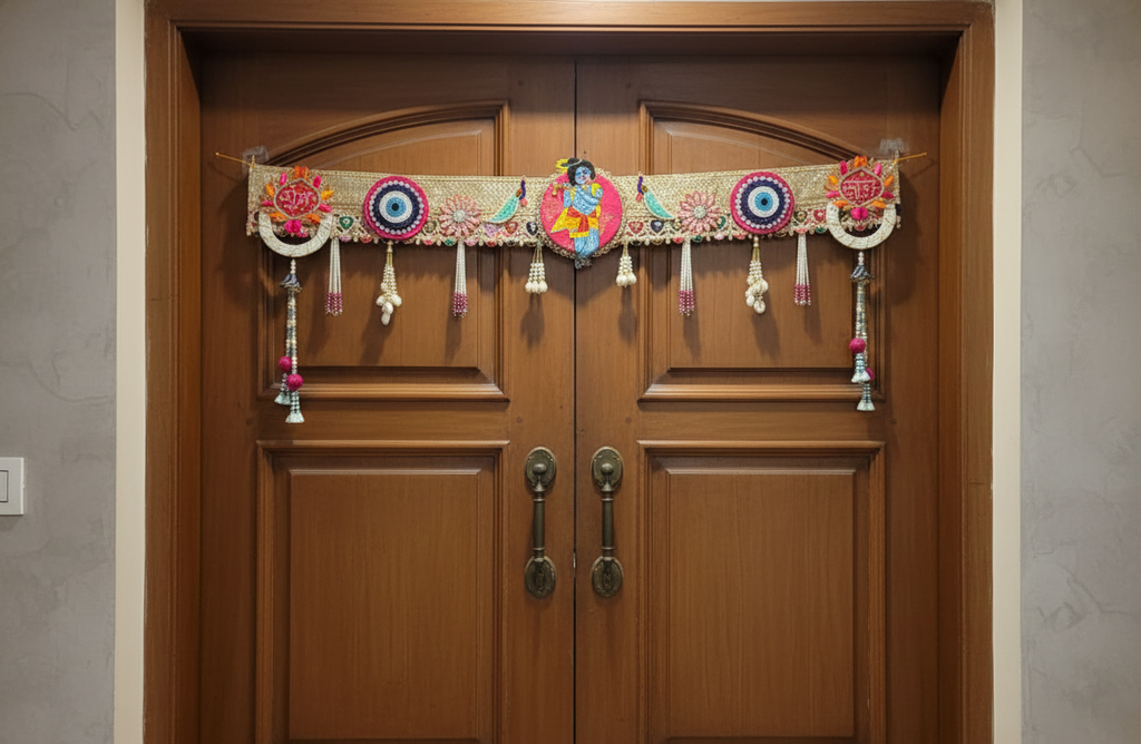 Shubh Labh Bandhanwar With Krishna Ji/Peacock/Evil Eye (42 Inch)