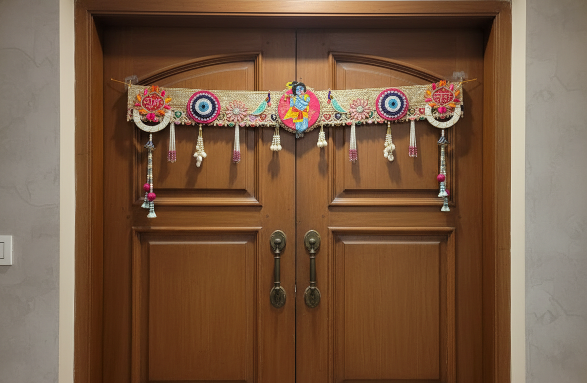 Shubh Labh Bandhanwar With Krishna Ji/Peacock/Evil Eye (42 Inch)