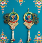 Handmade Peacock Design Shubh Labh Wall Hanging (Set of 2)
