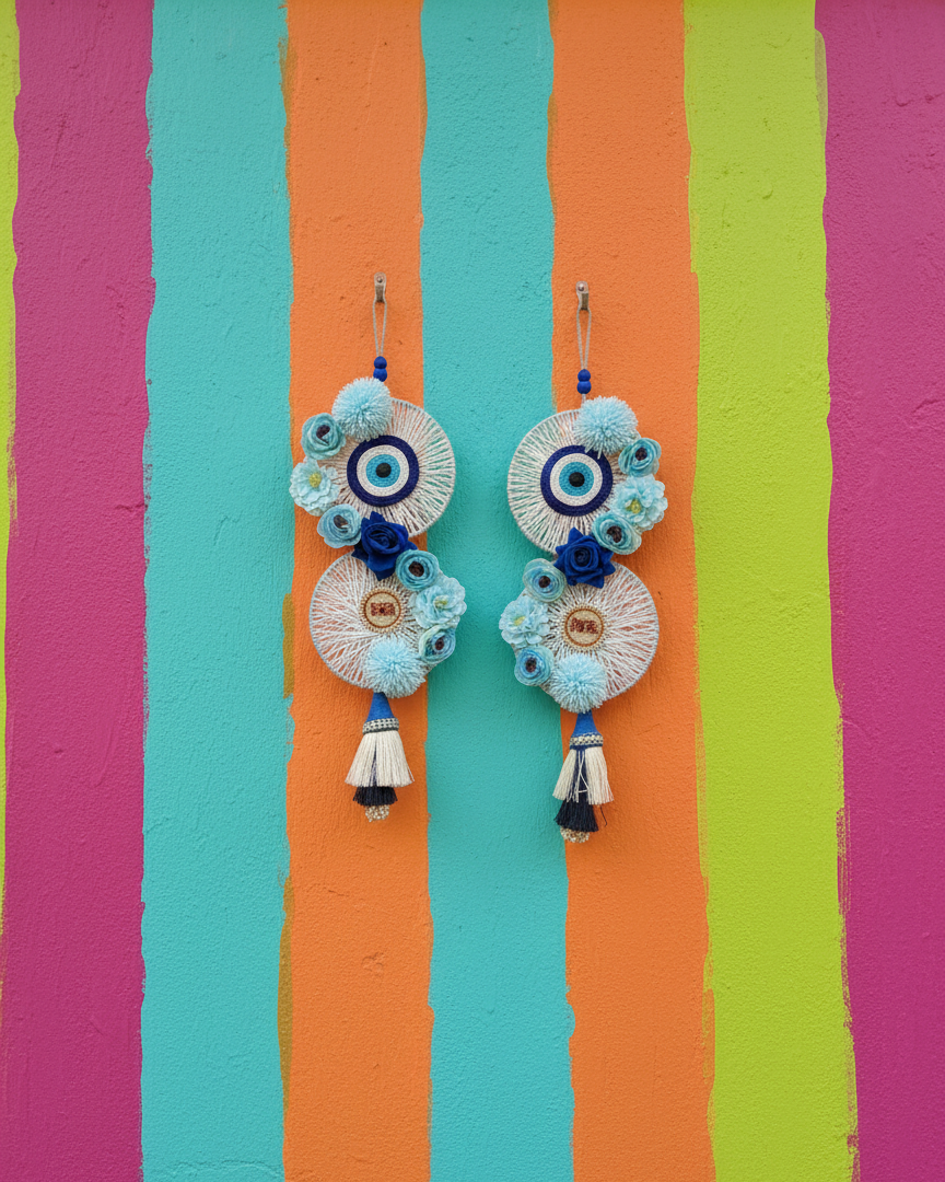 Premium Evil Eye Riddhi Siddhi Wall Decor Pair Latkan (Set of 2)