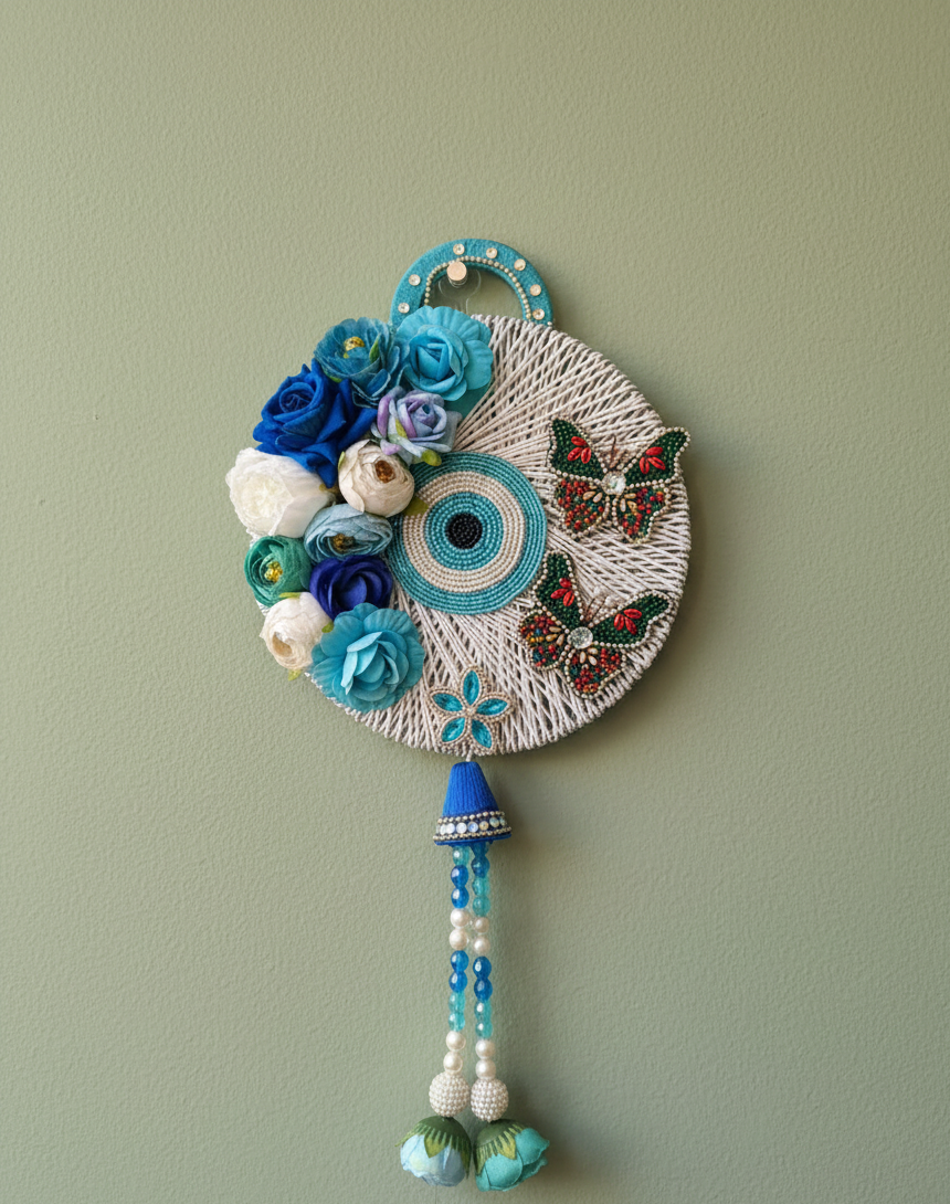 Evil Eye Door Hanging Flowers Butterflies Design