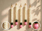 Mogra Lotus Ladi - Set of 5 White Flower Hanging for Home Temple & Entrance Decor -