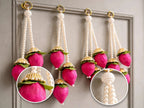 Pearl & Lotus Bud Tassel Hanging - Handmade Floral Ladi for Festive Home Decor - Pack of 4