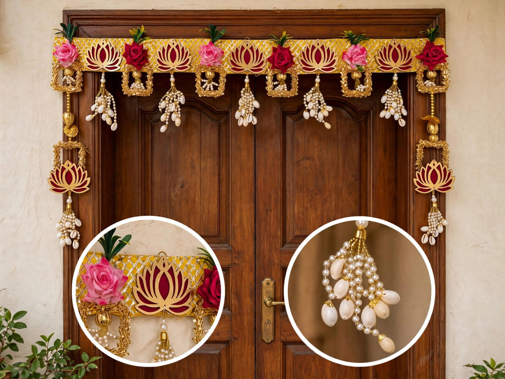 Handmade Lotus Toran - Handmade Lotus Toran for Main Door Entrance