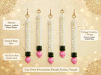 Mogra Lotus Ladi - Set of 5 White Flower Hanging for Home Temple & Entrance Decor -