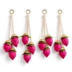 Pearl & Lotus Bud Tassel Hanging - Handmade Floral Ladi for Festive Home Decor - Pack of 4