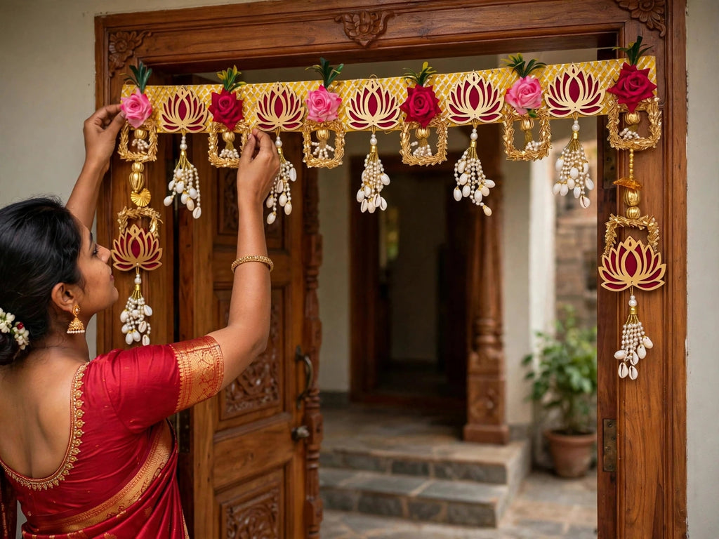 Handmade Lotus Toran - Handmade Lotus Toran for Main Door Entrance