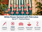 Lotus & Mogra Floral Backdrop Hangings - Set of 10 Strings for Temple, Diwali & Wedding Decor