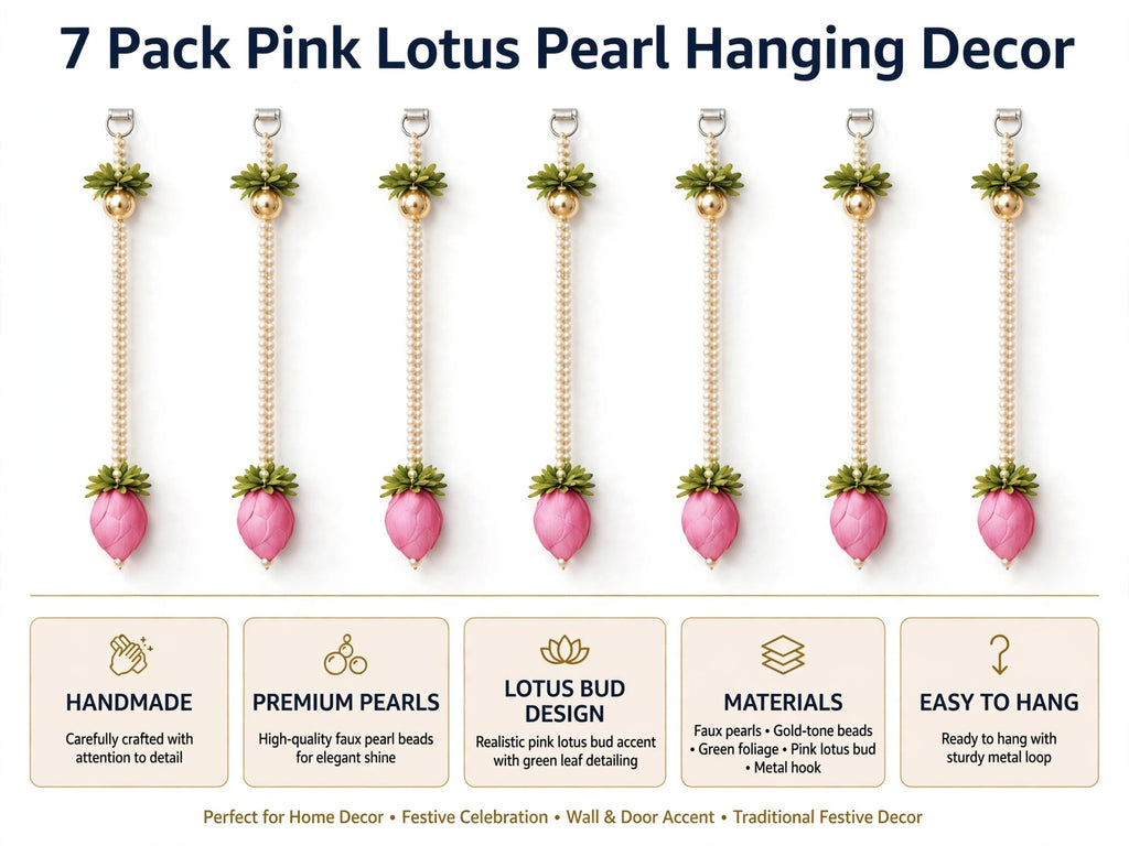 Lotus Pearl Curtain Backdrop - Set of 10 Strings for Temple, Living Room Wall & Entrance Decor