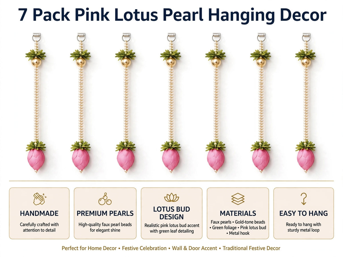 Lotus Pearl Curtain Backdrop - Set of 10 Strings for Temple, Living Room Wall & Entrance Decor