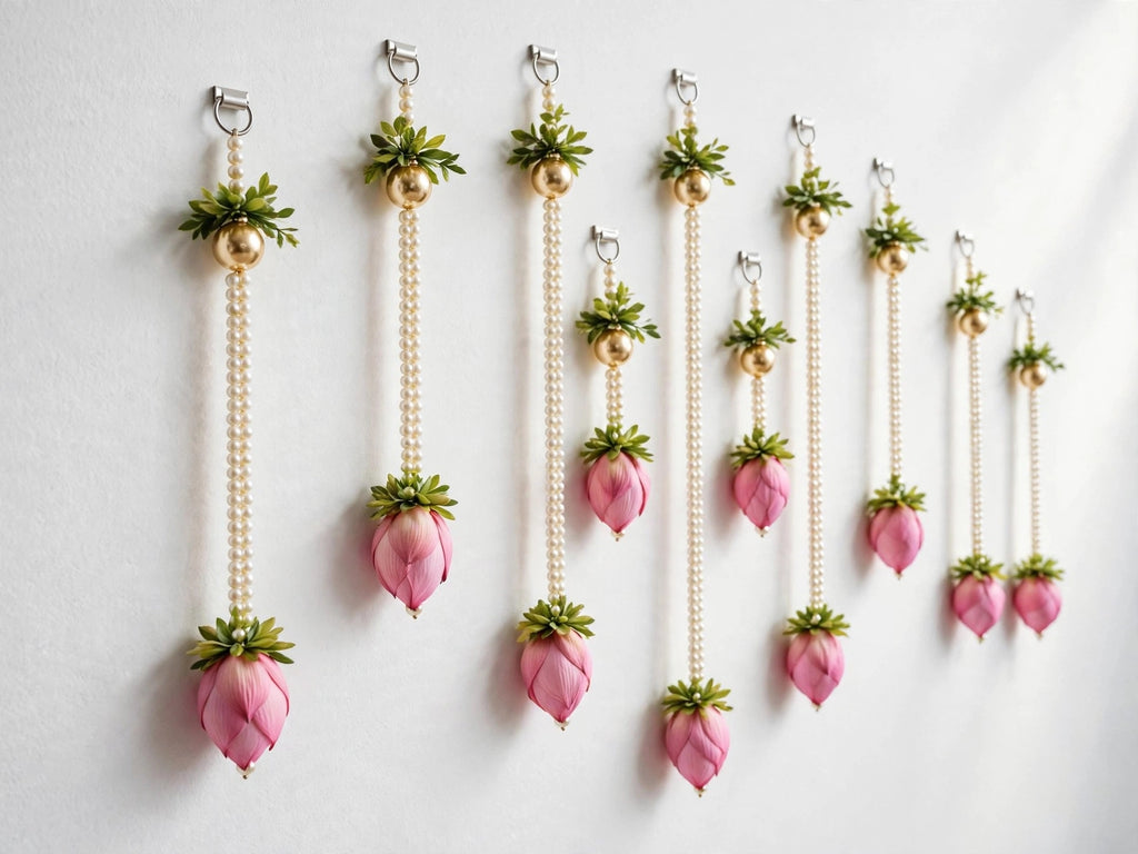 Lotus Pearl Curtain Backdrop - Set of 10 Strings for Temple, Living Room Wall & Entrance Decor