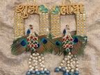 Royal Peacock Shubh Labh Door Decor - Handmade Wall Hanging for Main Door, Temple & Festive Entrance - Pack of 2
